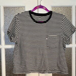 Levi's Perfect Crew Black & White Striped Shirt - Large